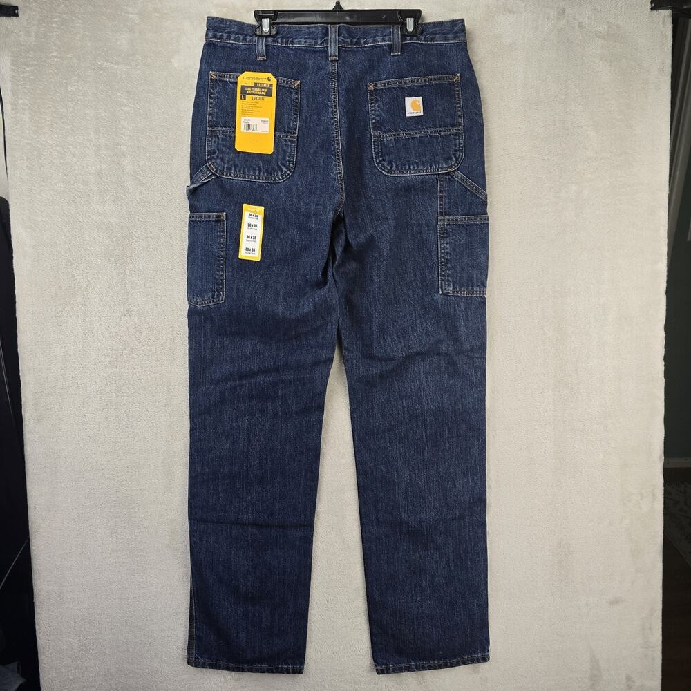 Carhartt Double Knee Jeans Mens 36x36 Blue Loose Fit Carpenter Logger Grunge NWT - Picture 8 of 16